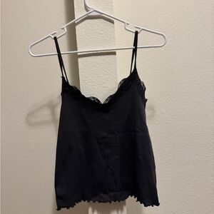 Elegant Black Lace Trim Cami Top